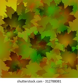Autumn background with leaves and text