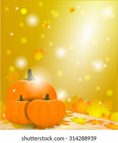 Autumn background with leaves and text