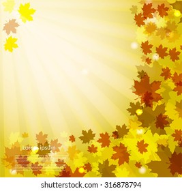 Autumn background with leaves and text