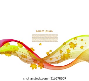 Autumn background with leaves and text