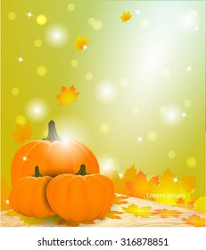 Autumn background with leaves and text