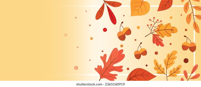 Autumn background with leaves. Use for poster, banner, flyer,  invitation, website or greeting card. Vector illustration. Autumn banner.