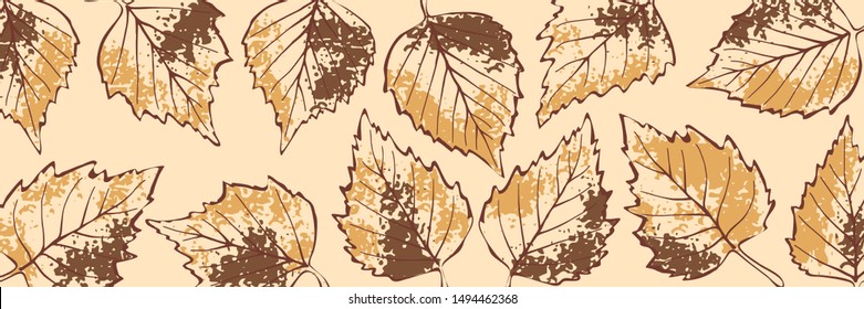 Autumn background of leaves, vector design, banner