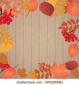 Autumn background with leaves. Vector illustration.