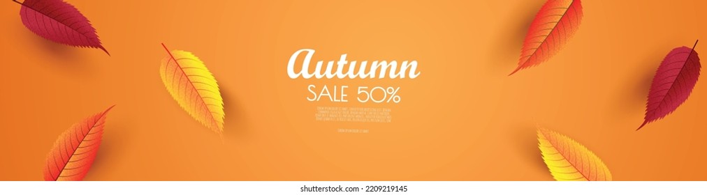 Autumn background with leaves. Vector illustration template.