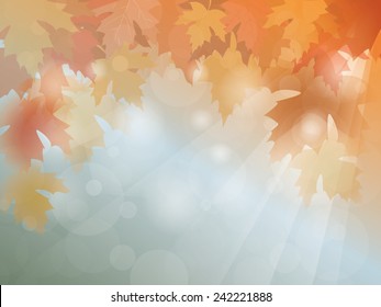 Autumn background with leaves, vector illustration