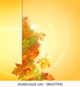 Autumn background with leaves. Vector illustration.