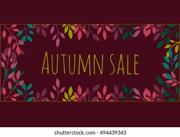 Autumn background with leaves. Vector illustration. Autumn sale.