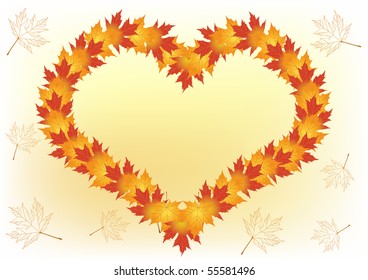 Autumn background with leaves. Vector  illustration.