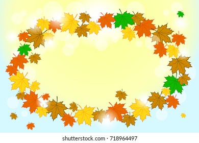 Autumn background with leaves. Vector illustration.