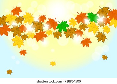 Autumn background with leaves. Vector illustration.
