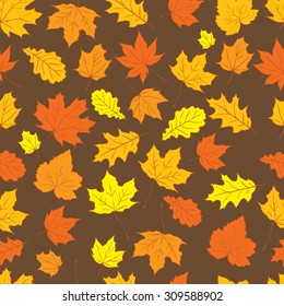 Autumn background with leaves. Vector nature background. Seamless pattern.