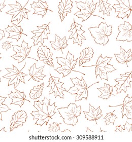 Autumn background with leaves. Vector nature background. Seamless pattern.