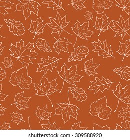 Autumn background with leaves. Vector nature background. Seamless pattern.