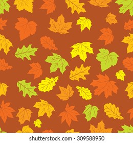 Autumn background with leaves. Vector nature background. Seamless pattern.