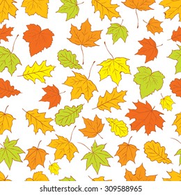 Autumn background with leaves. Vector nature background. Seamless pattern.