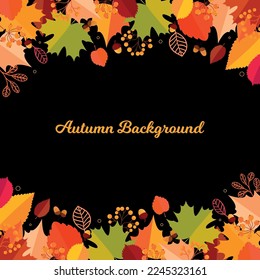 Fondo otoñal con hojas. Fondo vectorial con hojas de otoño de color rojo, naranja, marrón y amarillo.