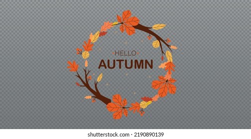 Autumn background leaves, web template transparent background - Vector illustration