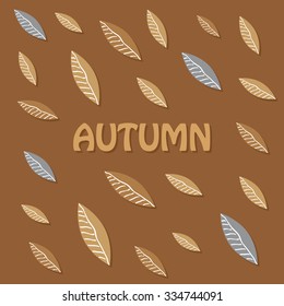Autumn background with light and dark brown stylized leaves