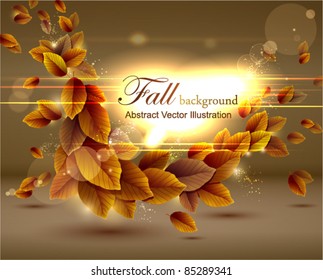 Autumn background with lights. Vector illustration. Eps 10.