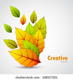 Autumn background with lines and color leaves