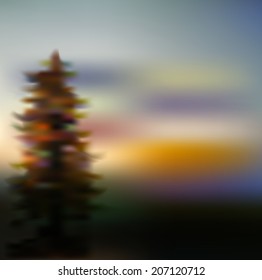 Autumn background with a lone tree