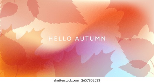 Autumn background with maple and birch leaves with a grainy texture. Transparent leaves create an effect of lightness and coziness. Ideal for posters, social media, seasonal advertising and templates