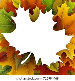 Autumn background with maple leaf shape frame. Vector illustration.
