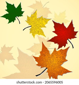 Autumn background of maple leaves. Colofrul image, vector illustration eps 10