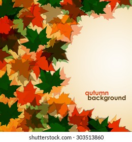 Autumn background of maple leaves. Colorful vector image. Eps 10 