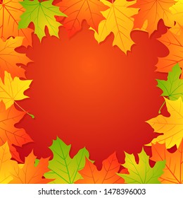Autumn background with maple leaves and copy space