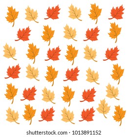 Autumn background with maple leaves. Flat design, vector.