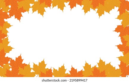 Autumn background. Maple leaves frame. Template for autumn banner, poster, card or advertising. Vector illustration