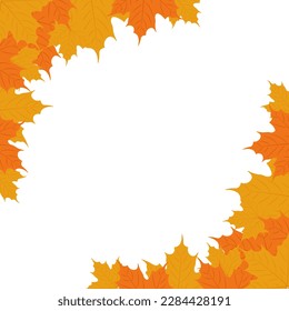Autumn background. Maple leaves frame. Template for autumn banner, poster, card or advertising. Vector illustration