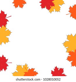 Autumn background with maple leaves. Template for design banner, ticket, leaflet, card, poster, text.