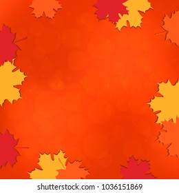 Autumn background with maple leaves. Template for design banner, ticket, leaflet, card, poster, text.