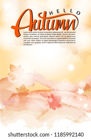 Autumn background with maple leaves Vector illustrations.
