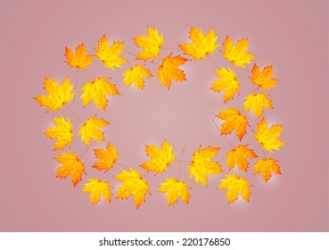 autumn background with maple leaves with yellow, orange colors, vector