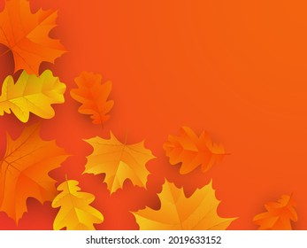 Fondo otoñal con hojas de arce y roble. Ilustración del vector