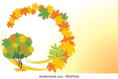 Autumn background with maple tree. Banner. Vector