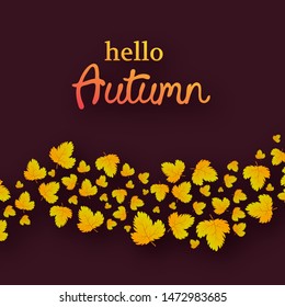 Autumn background with maple yellow leaves and place for text.  Card design for fall season banner or poster. Vector illustration