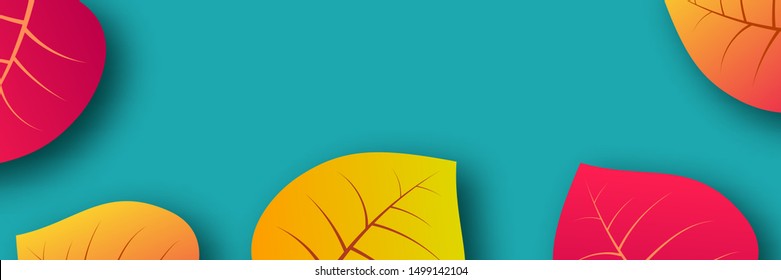 Autumn background with maple yellow leaves and place for text.  Banner design for fall season banner or poster. Vector illustration