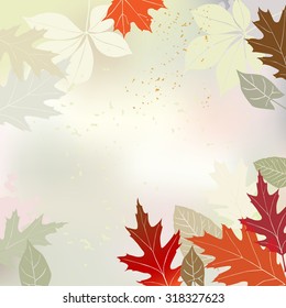 Autumn background with multicolored leaves and a space for a text - vector illustration