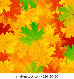 Autumn background with multicolored maple leaves, illustration.
