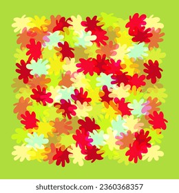 Autumn background multicolored transparent leaves, Scarf with autumn pattern