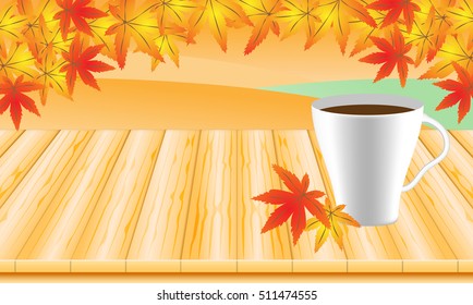 autumn background on wooden board