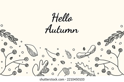 Autumn background with one-line elements