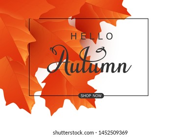 Autumn background with orange autumn maple leaves