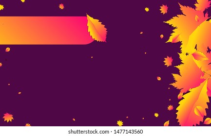 Autumn Background orange and yellow color autumn sale web banner template with leaves, vector