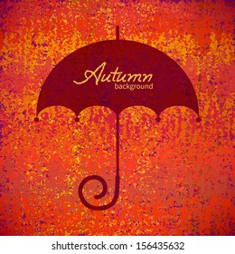 Autumn background with original umbrella. Vector illustration